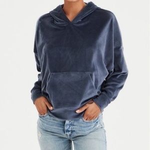 American Eagle Velvet Drop Shoulder Hoodie